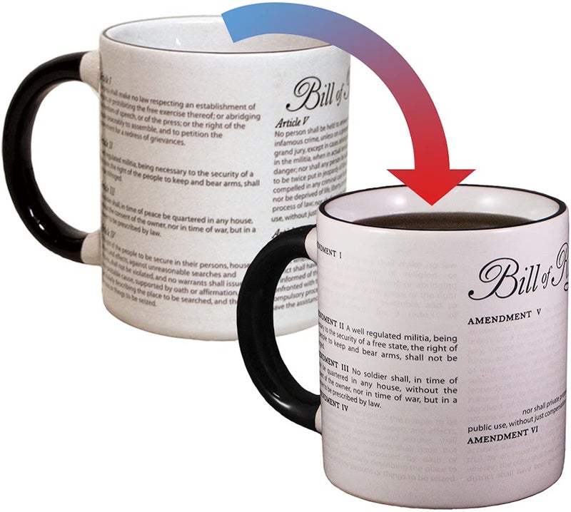 The Unemployed Philosophers Guild Color Changing Disappearing Civil Liberties Mug - Hot Coffee Transforms the Bill of Rights, Comes in Gift Box, 12oz - Image 1